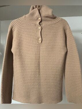 Geoffrey Beene Ribbed Button-Front Turtleneck Sweater - Camel